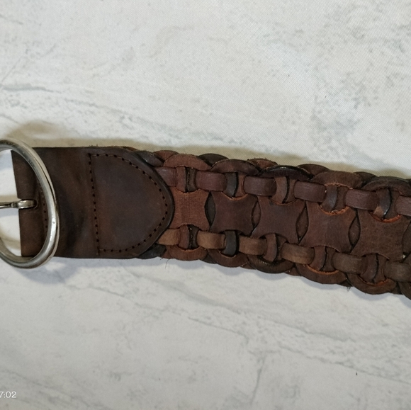 2" Genuine Leather Belt Women's Braided Brown Silver Buckle Classic Boho Peasant - Picture 5 of 11